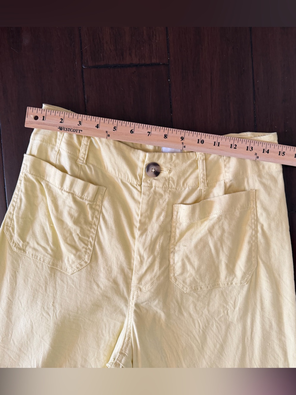 Anthropologie Maeve Collette Wide-Leg High-Rise Cropped Pants Yellow 29 - Picture 9 of 12